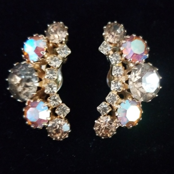 Vintage WEISS Crystal Clip On Earrings - Picture 11 of 11